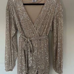 Princess Polly Gold Glitter Sequined Dress -  Size 6